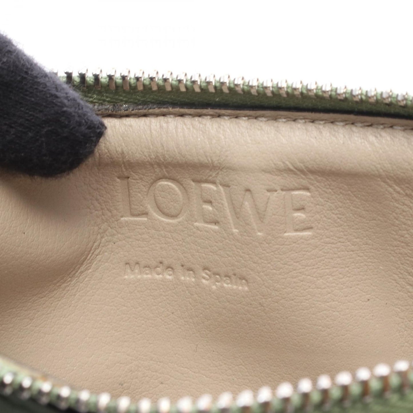 Loewe Coin Case Card Holder Green Brown Leather — view 4