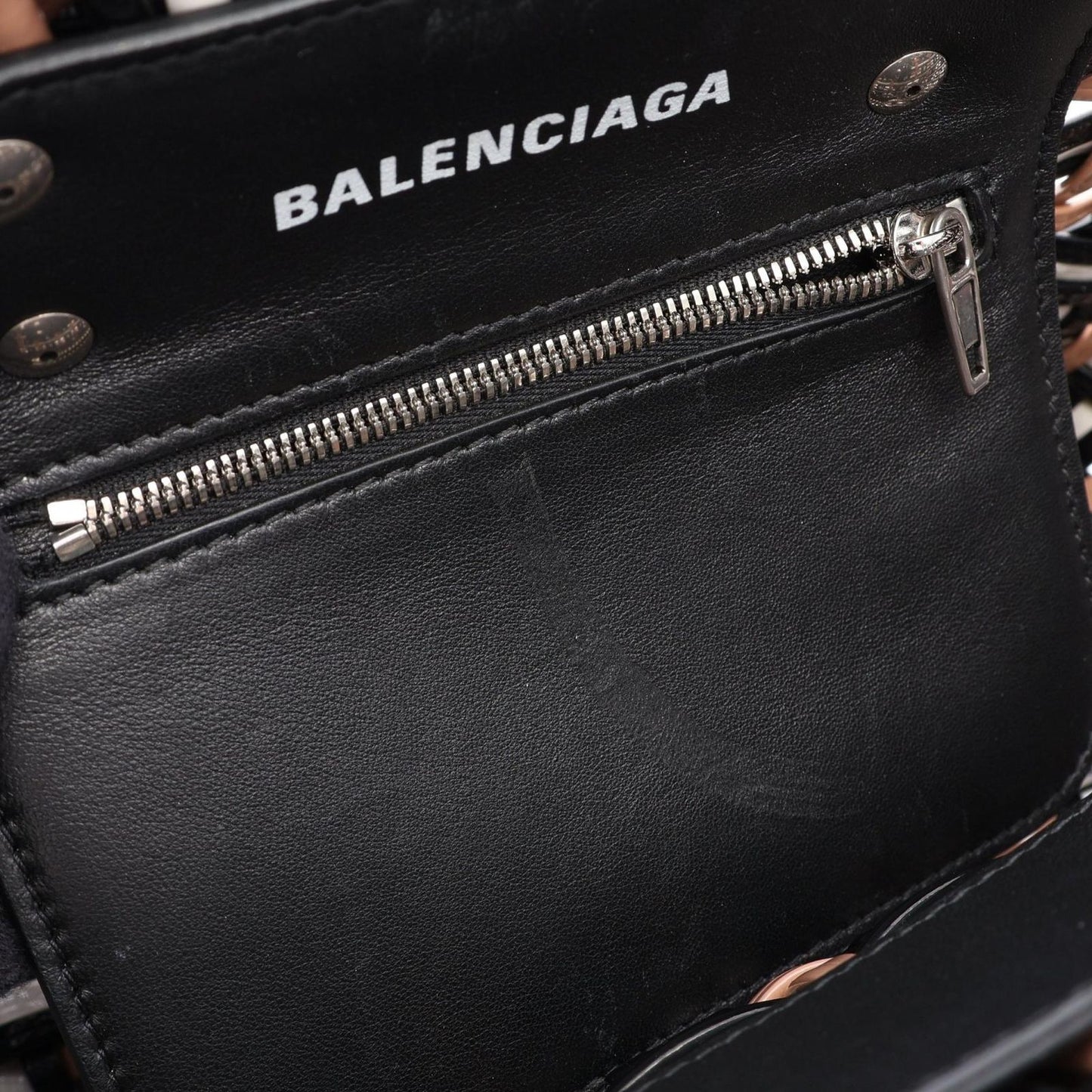 Balenciaga Tote Bistro XS Basket 2-Way Black Brown White Enamel — view 5