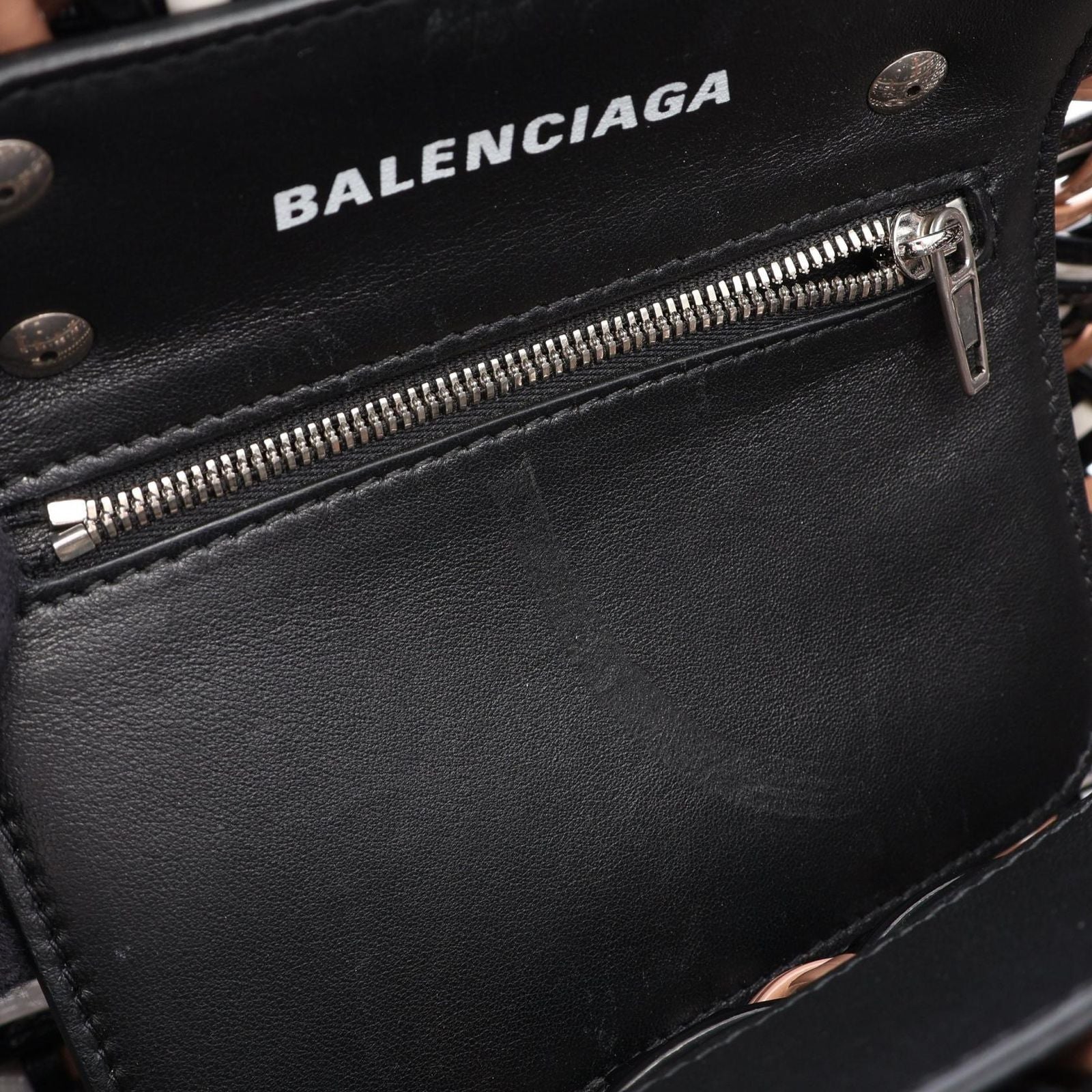 Balenciaga Tote Bistro XS Basket 2-Way Black Brown White Enamel — view 5