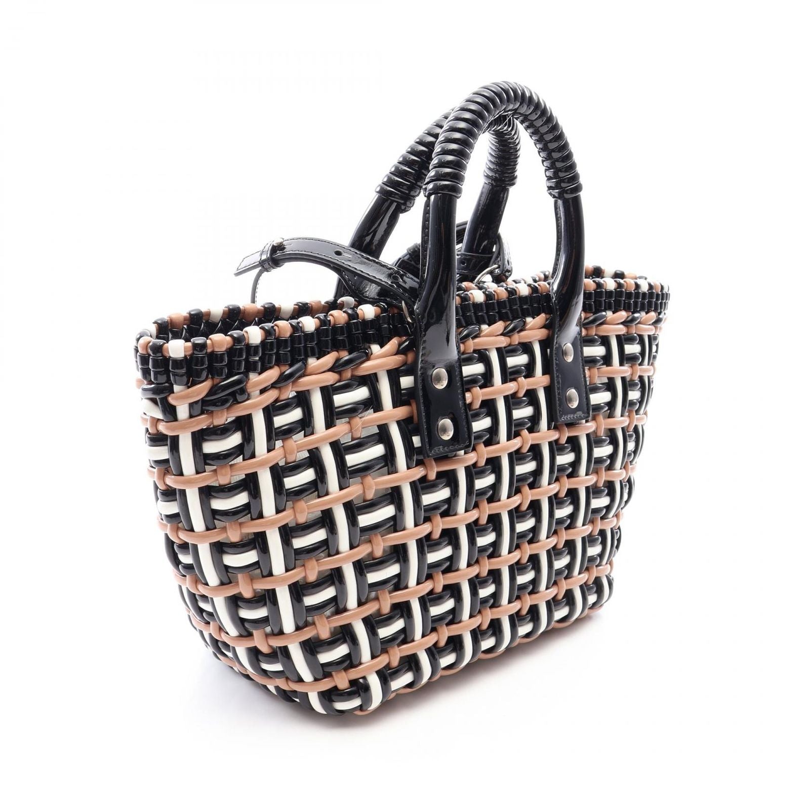 Balenciaga Tote Bistro XS Basket 2-Way Black Brown White Enamel — view 2