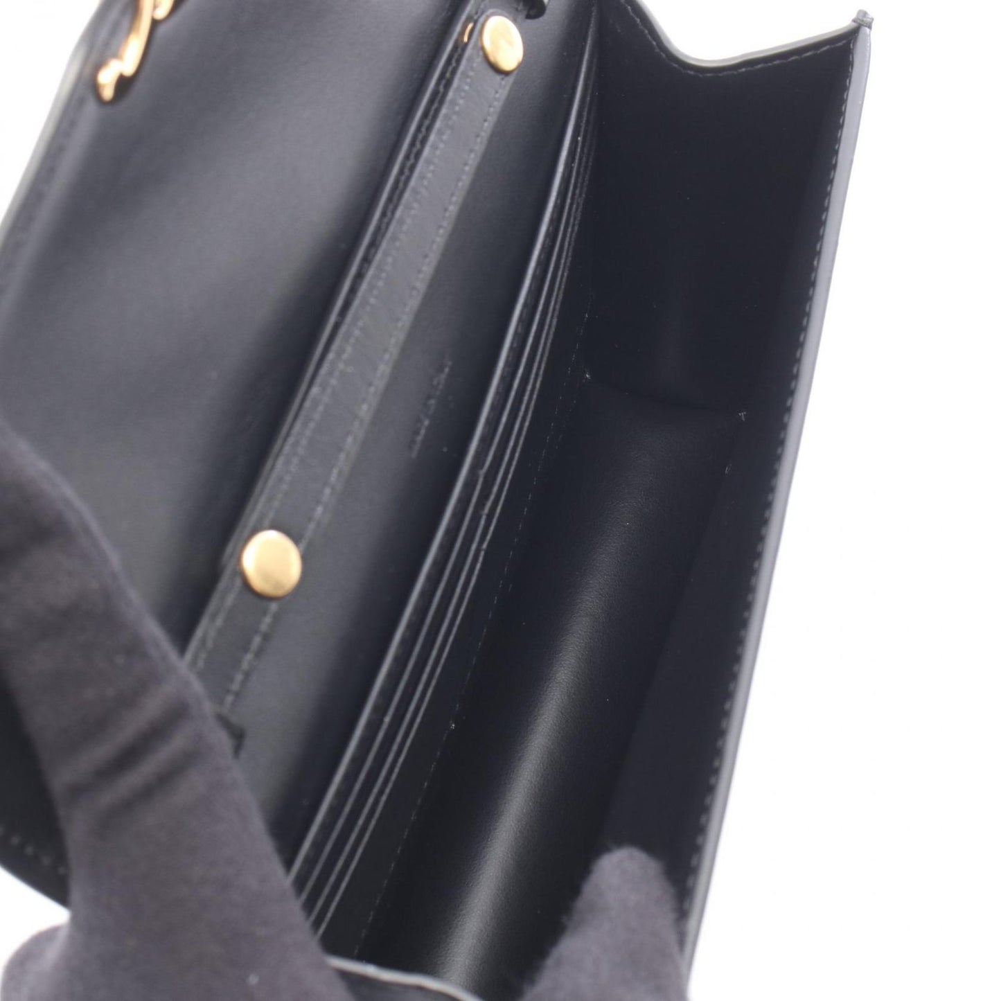 Celine Shoulder Bag Margo Triomphe Black Leather Chain Wallet — view 3