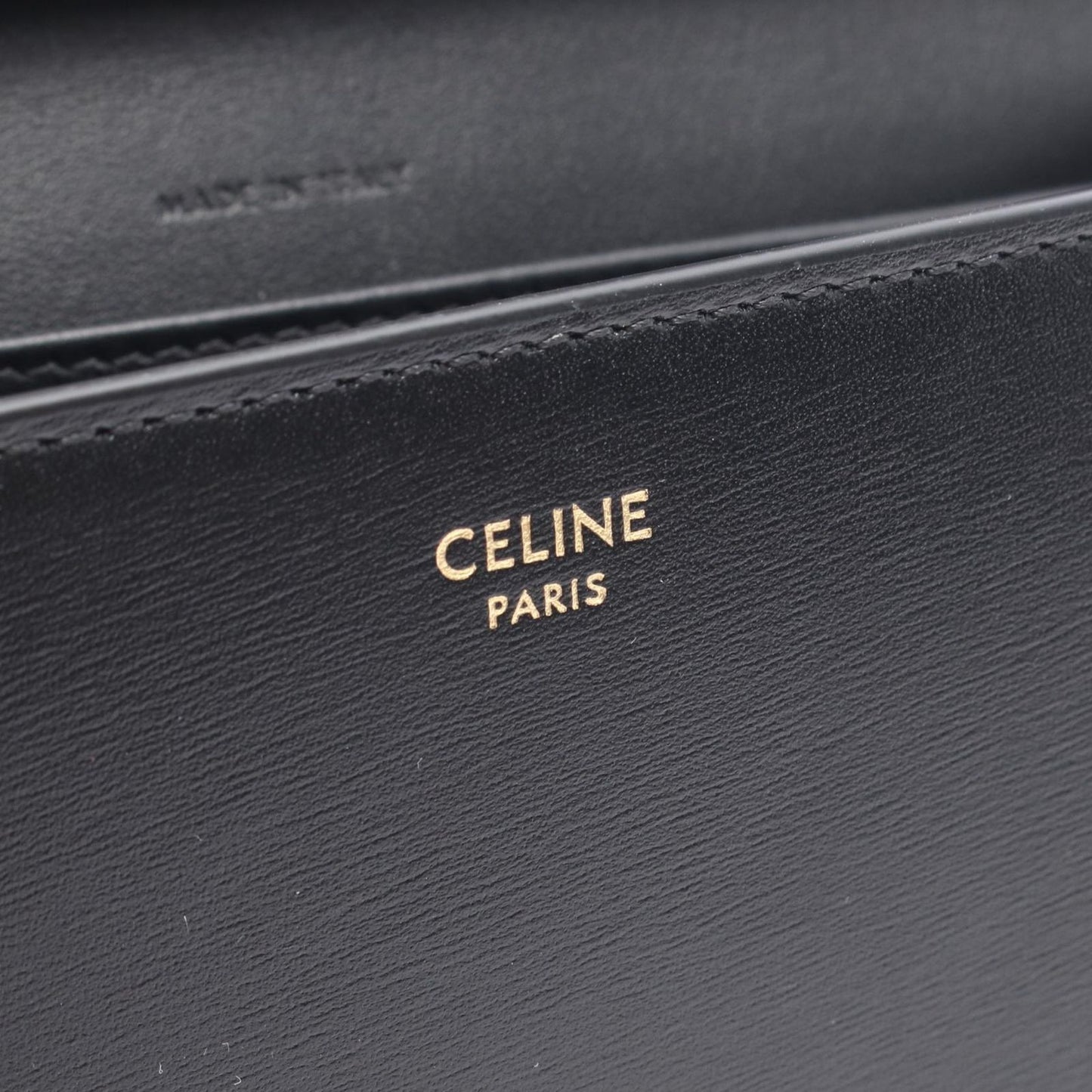 Celine Shoulder Bag Margo Triomphe Black Leather Chain Wallet — view 4