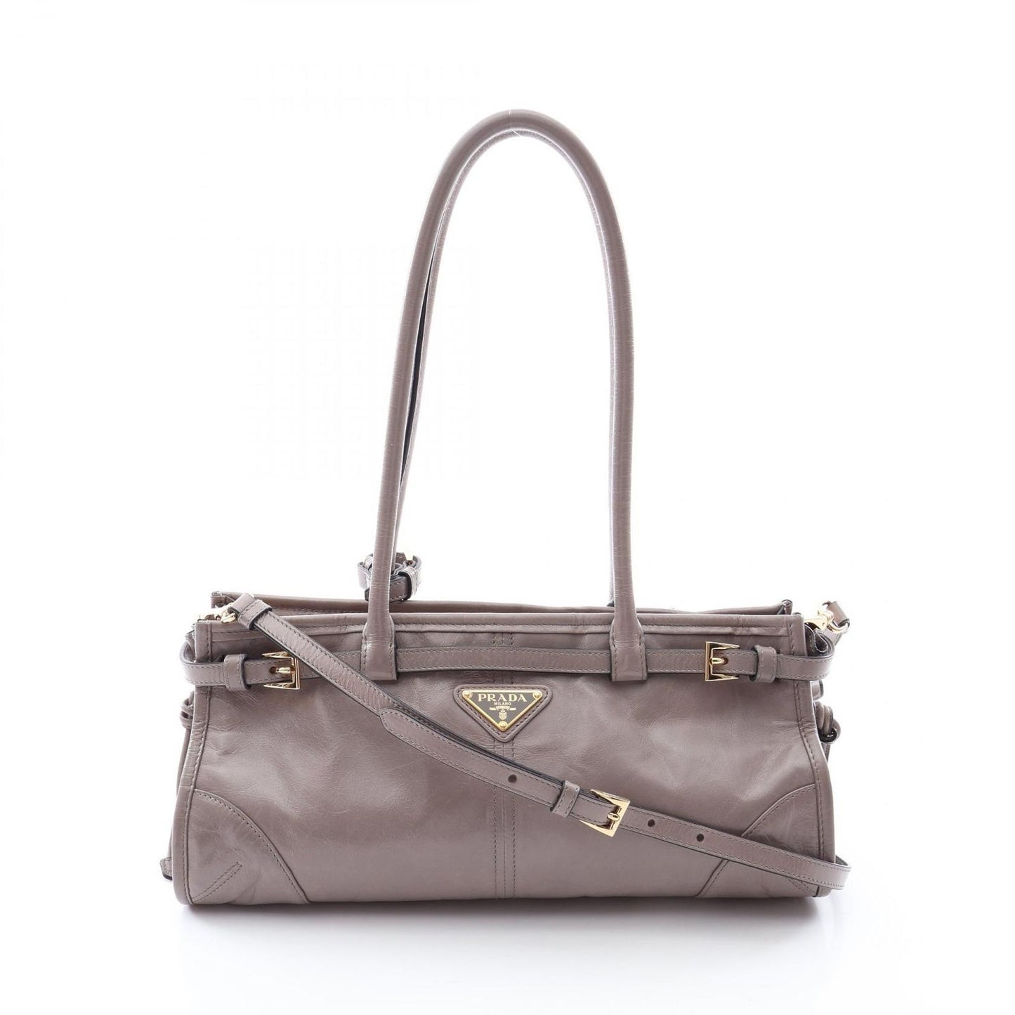 Prada Handbag 2-Way Gray Leather Bonnie