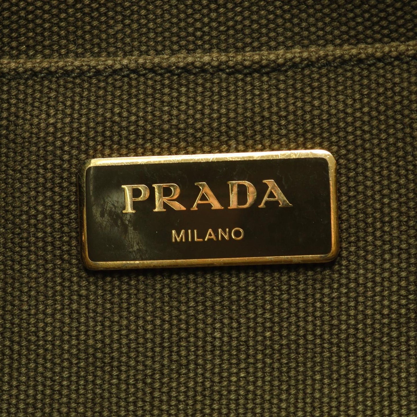 Prada Tote Canapa 2-Way Khaki Black Canvas Mini — view 4