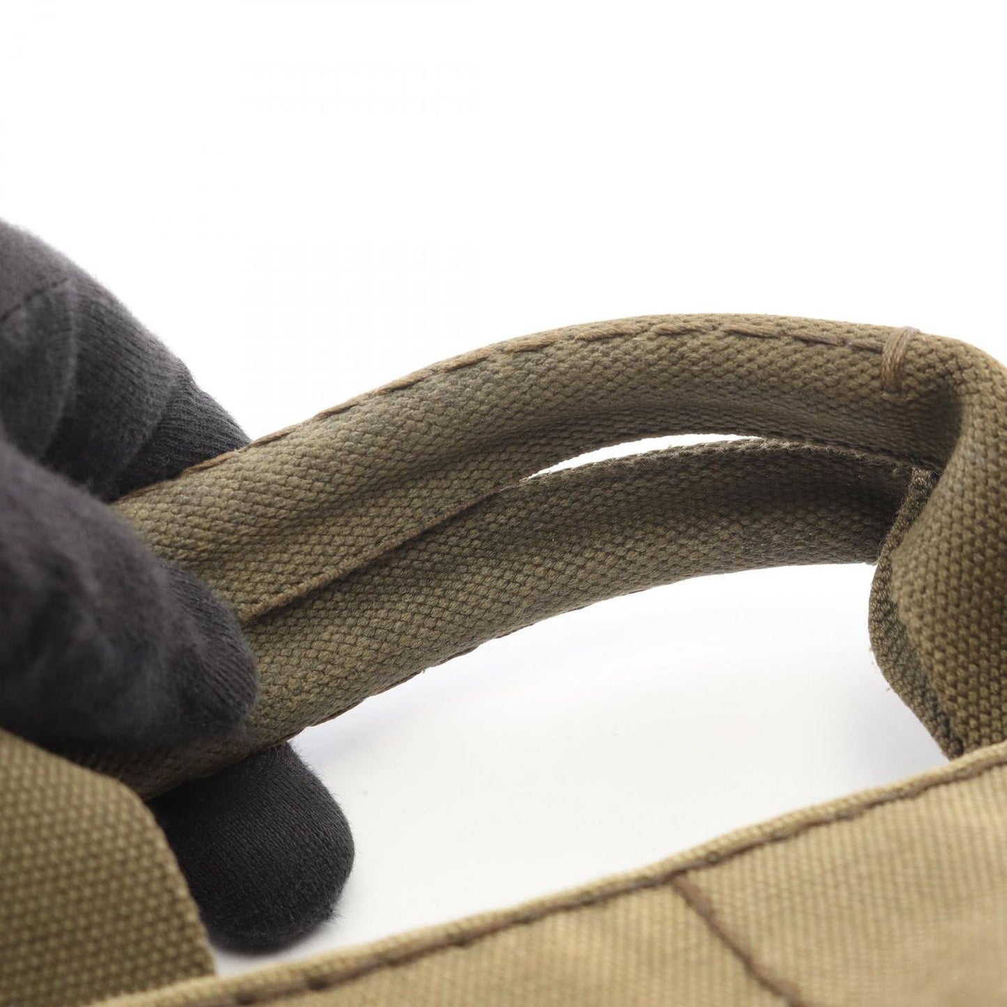 Prada Tote Canapa 2-Way Khaki Black Canvas Mini — view 8