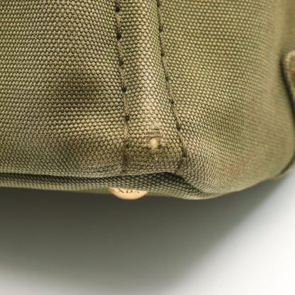 Prada Tote Canapa 2-Way Khaki Black Canvas Mini — view 6