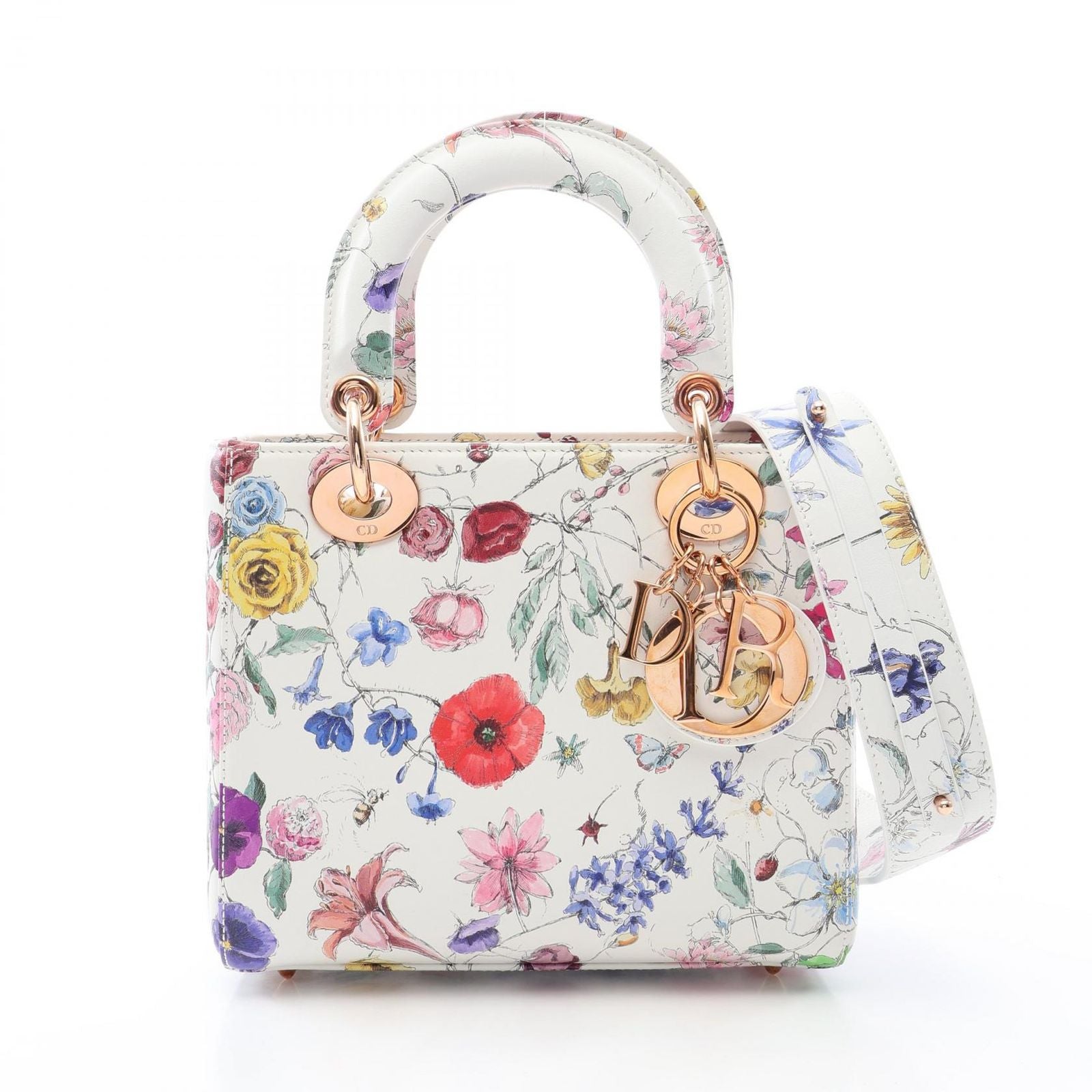 Dior Handbag Lady Dior MY Abcdior Lady Dior Small Florejo 2-Way White Multi