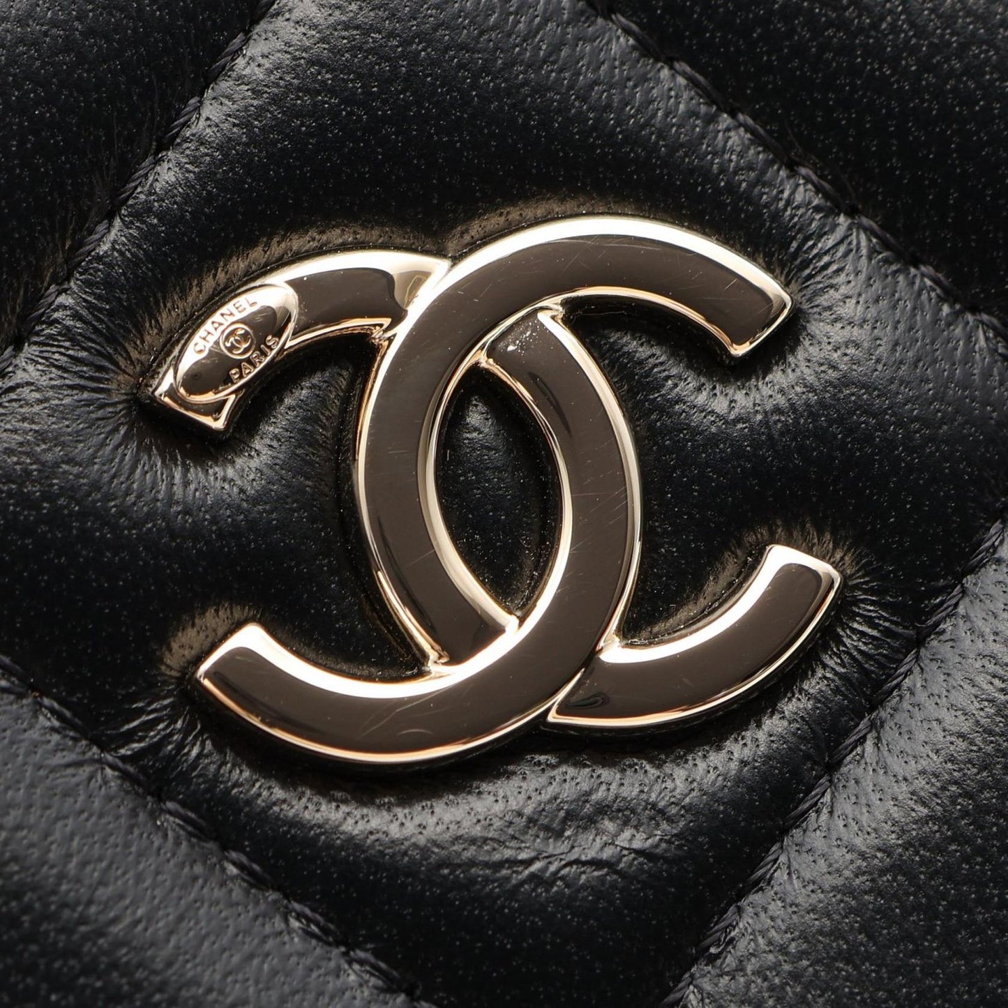Chanel Shoulder Bag Quilted Vanity Black Lambskin Chain — view 7