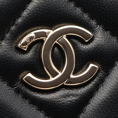 Chanel Shoulder Bag Quilted Vanity Black Lambskin Chain — view 7