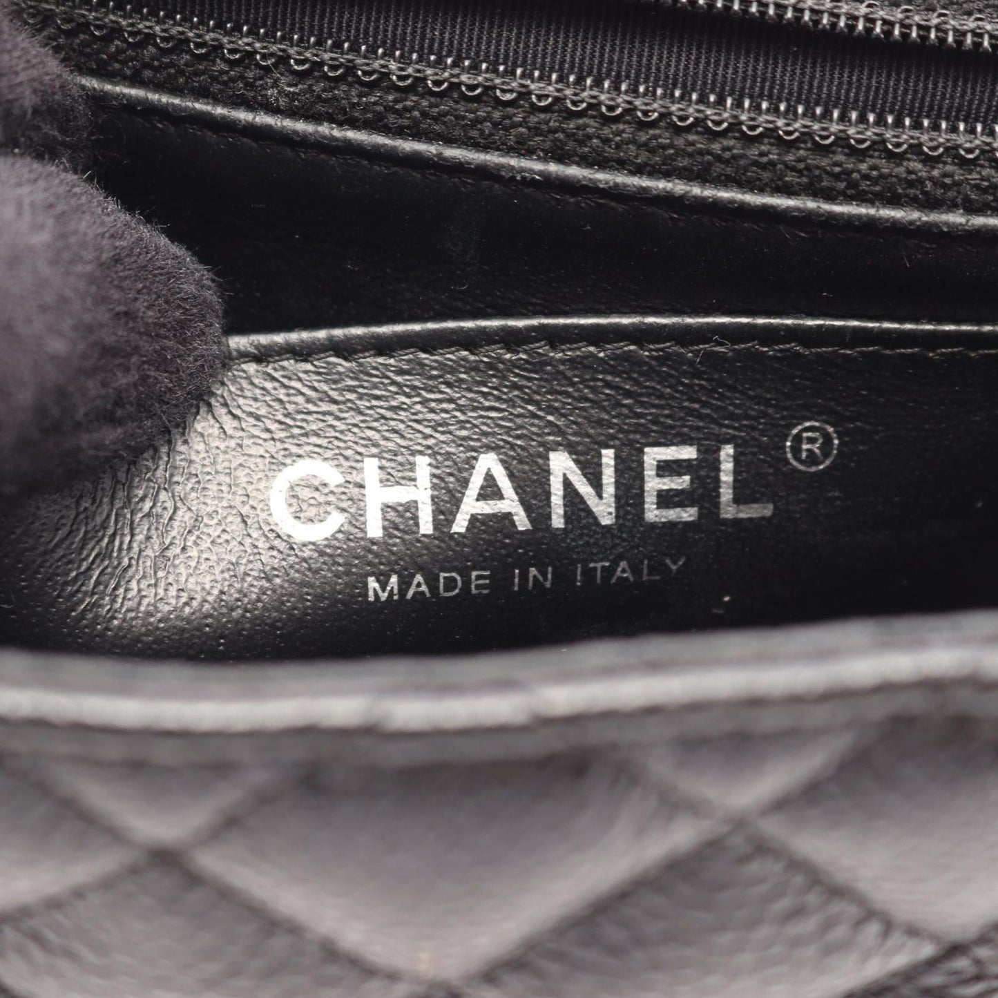 Chanel Shoulder Bag Mini Quilted Black Caviar Leather Chain — view 4
