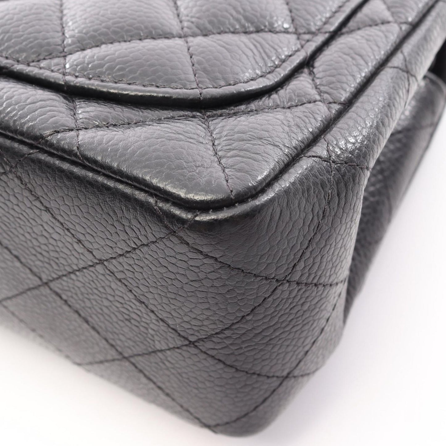 Chanel Shoulder Bag Mini Quilted Black Caviar Leather Chain — view 8