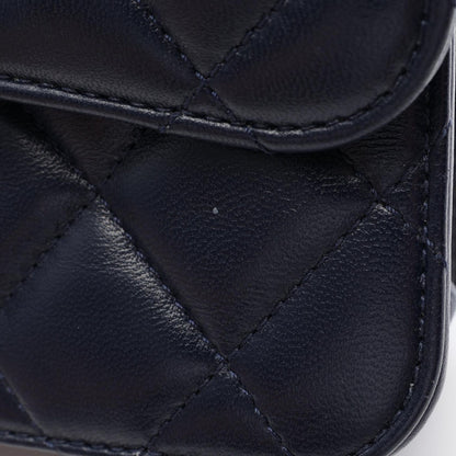 Chanel Shoulder Bag Quilted 2-Way Navy Lambskin Small Flap Chain — view 6