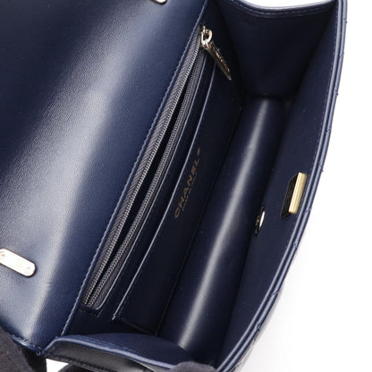 Chanel Shoulder Bag Quilted 2-Way Navy Lambskin Small Flap Chain — view 3