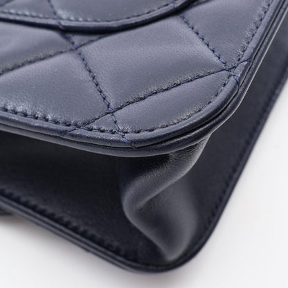 Chanel Shoulder Bag Quilted 2-Way Navy Lambskin Small Flap Chain — view 7