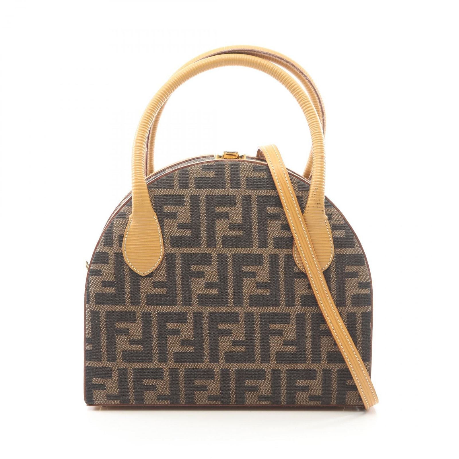 Fendi Handbag Zucca 2-Way Brown Canvas Leather