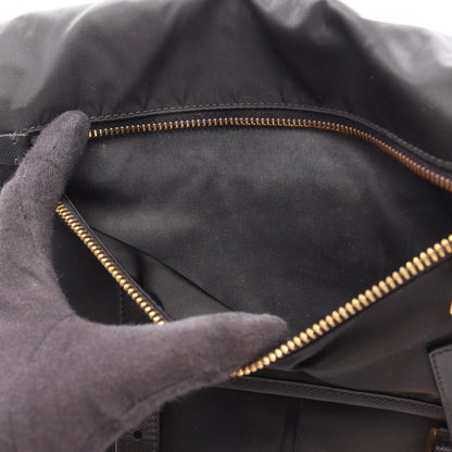 Prada Shoulder Bag Tessuto Saffian Black Nylon Saffiano Leather — view 6