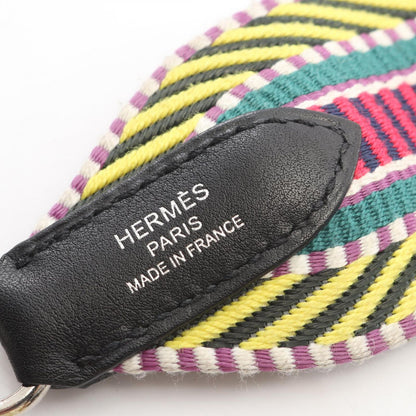 Hermes Shoulder Strap Bandouliere Sangle Caval Multi Black Canvas Leather — view 4