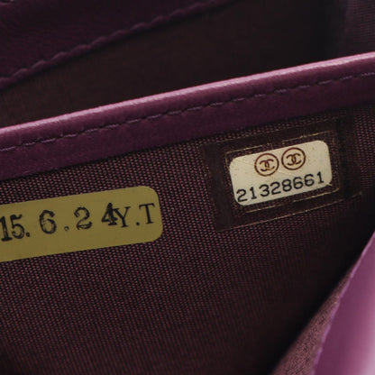 Chanel Bifold Wallet Boy Purple Lambskin Boy — view 5