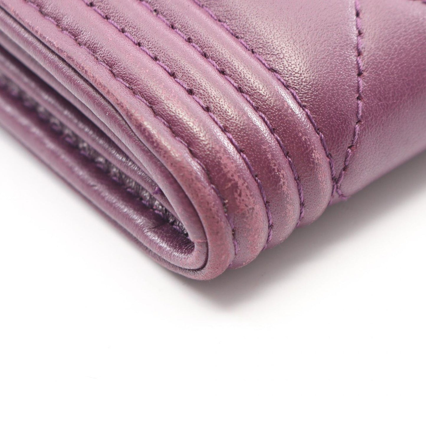 Chanel Bifold Wallet Boy Purple Lambskin Boy — view 8
