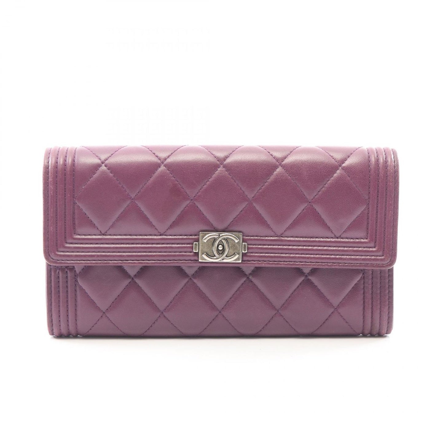 Chanel Bifold Wallet Boy Purple Lambskin Boy