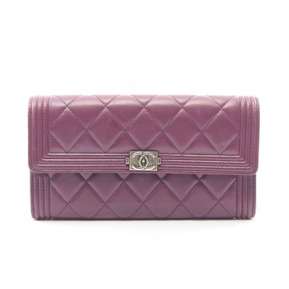 Chanel Bifold Wallet Boy Purple Lambskin Boy