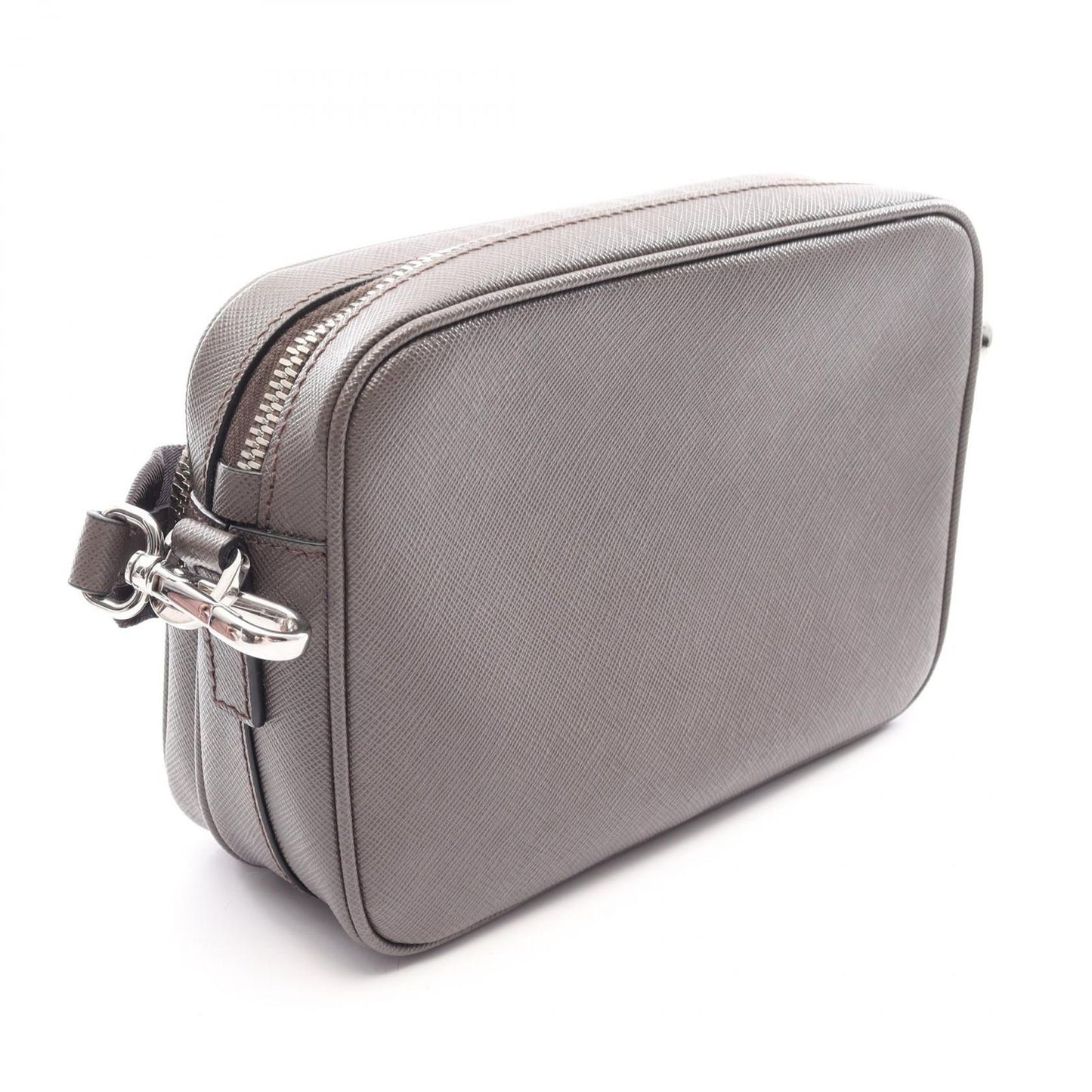 Prada Shoulder Bag Dark Gray Saffiano Leather Triangle Logo — view 2