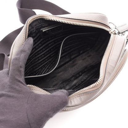 Prada Shoulder Bag Dark Gray Saffiano Leather Triangle Logo — view 3