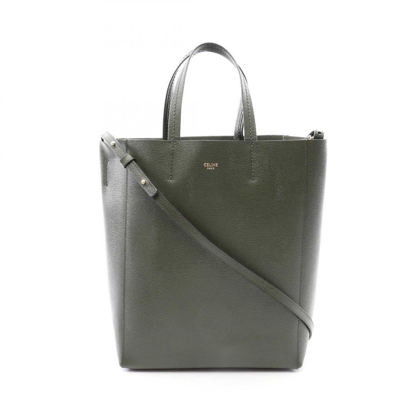 Celine Tote Vertical Small Cabas 2-Way Khaki Leather