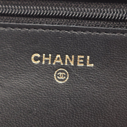 Chanel Shoulder Bag Quilted Black Lambskin Chain Wallet — view 4