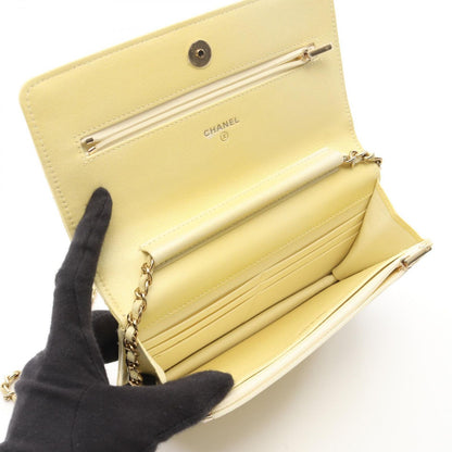 Chanel Shoulder Bag Quilted Gradient Yellow Caviar Leather Chain Wallet — view 3