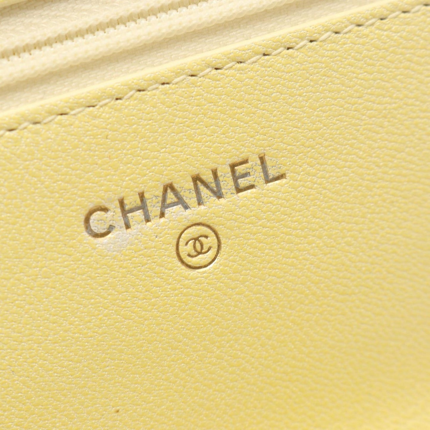 Chanel Shoulder Bag Quilted Gradient Yellow Caviar Leather Chain Wallet — view 4