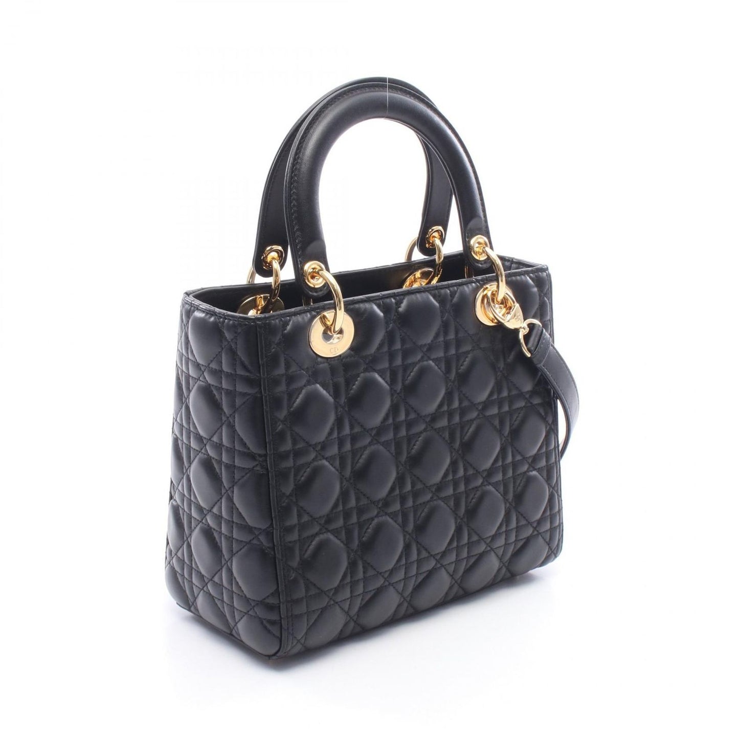 Dior Handbag Lady Dior Cannage 2-Way Black Leather Tote — view 2