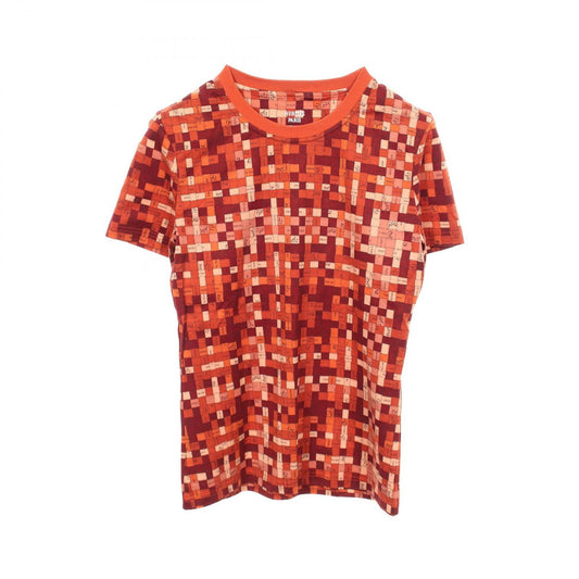 Hermes Short Sleeve T-Shirt Bolduc Check Crew Neck Cotton