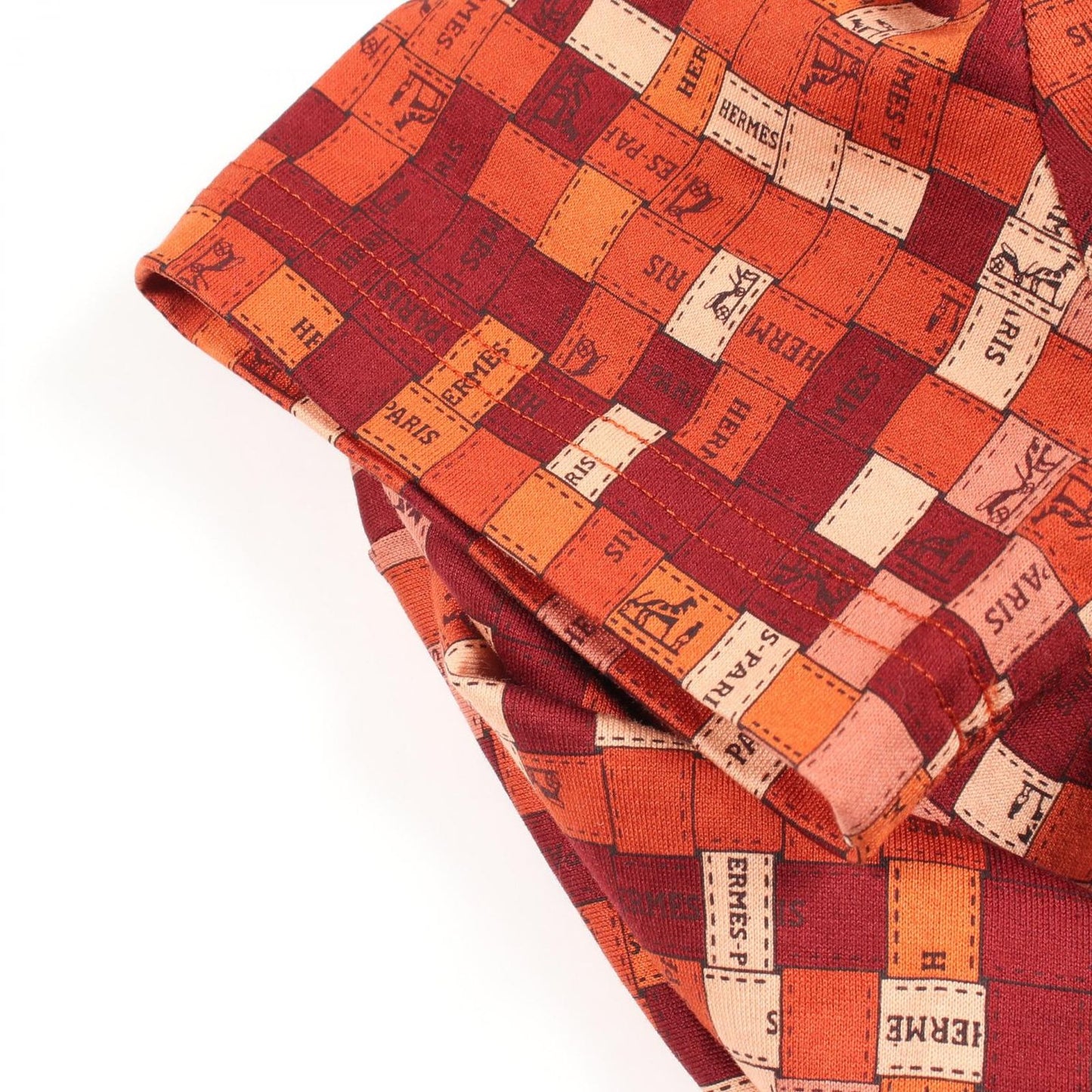 Hermes Short Sleeve T-Shirt Bolduc Check Crew Neck Cotton — view 8