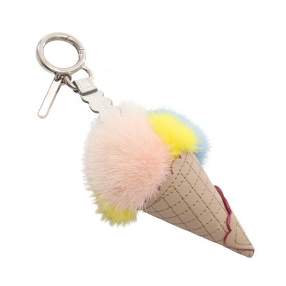 Fendi Charm Ice Cream Beige Multi Leather Fur — view 2