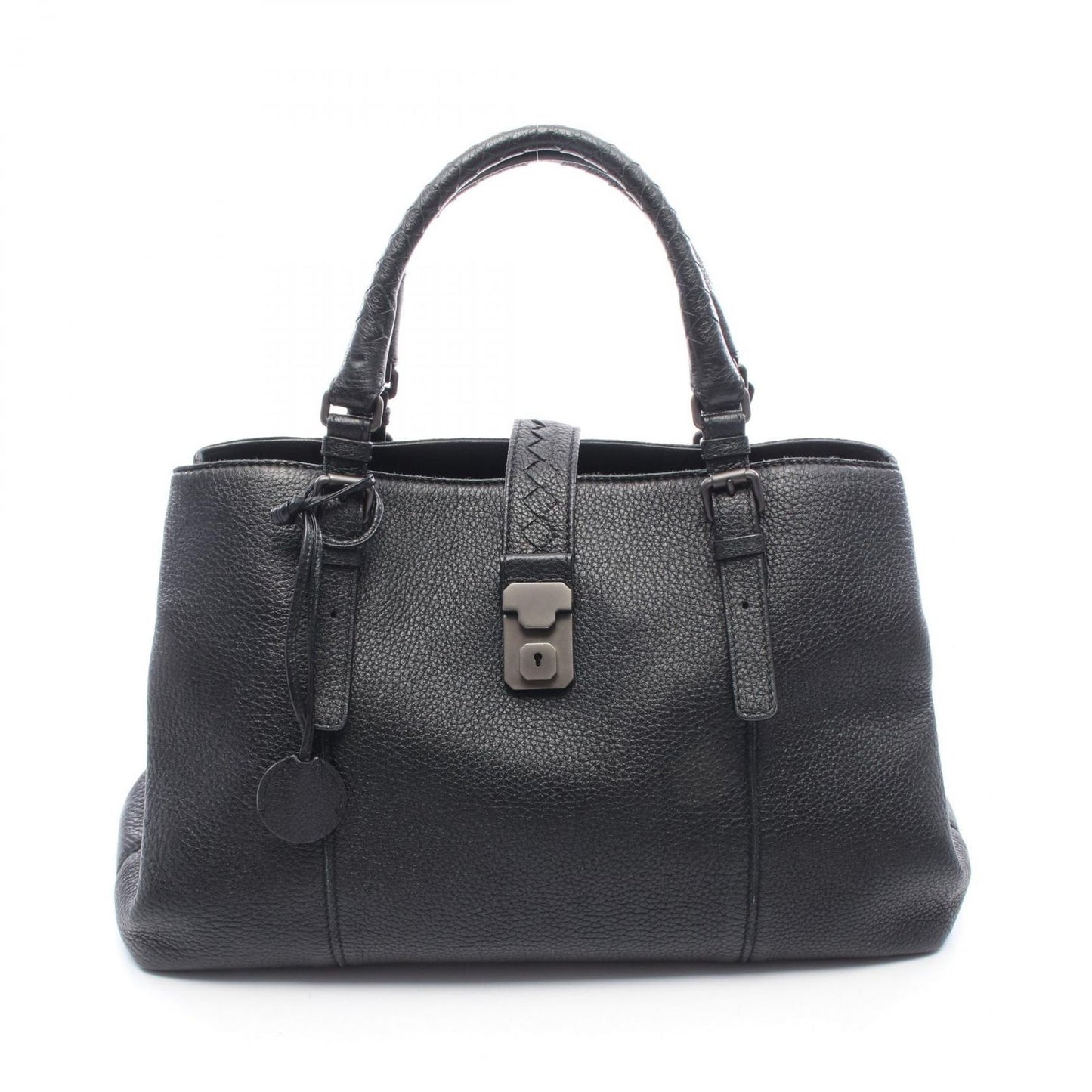 Bottega Veneta Handbag Intrecciato Rome Bag Black Leather