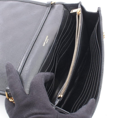 Saint Laurent Paris Shoulder Bag Becky Black Leather Chain Wallet — view 3