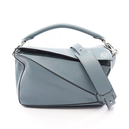 Loewe Handbag Puzzle Bag 2-Way Light Blue Leather