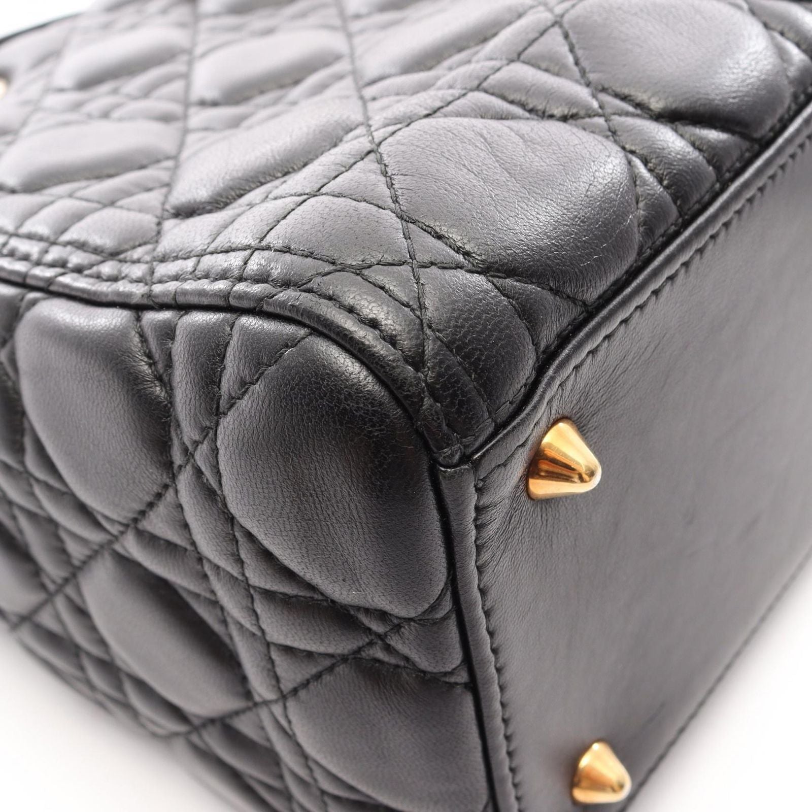 Dior Handbag Lady Dior Cannage 2-Way Black Leather Lady Dior Tote — view 8