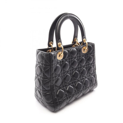 Dior Handbag Lady Dior Cannage 2-Way Black Leather Lady Dior Tote — view 2