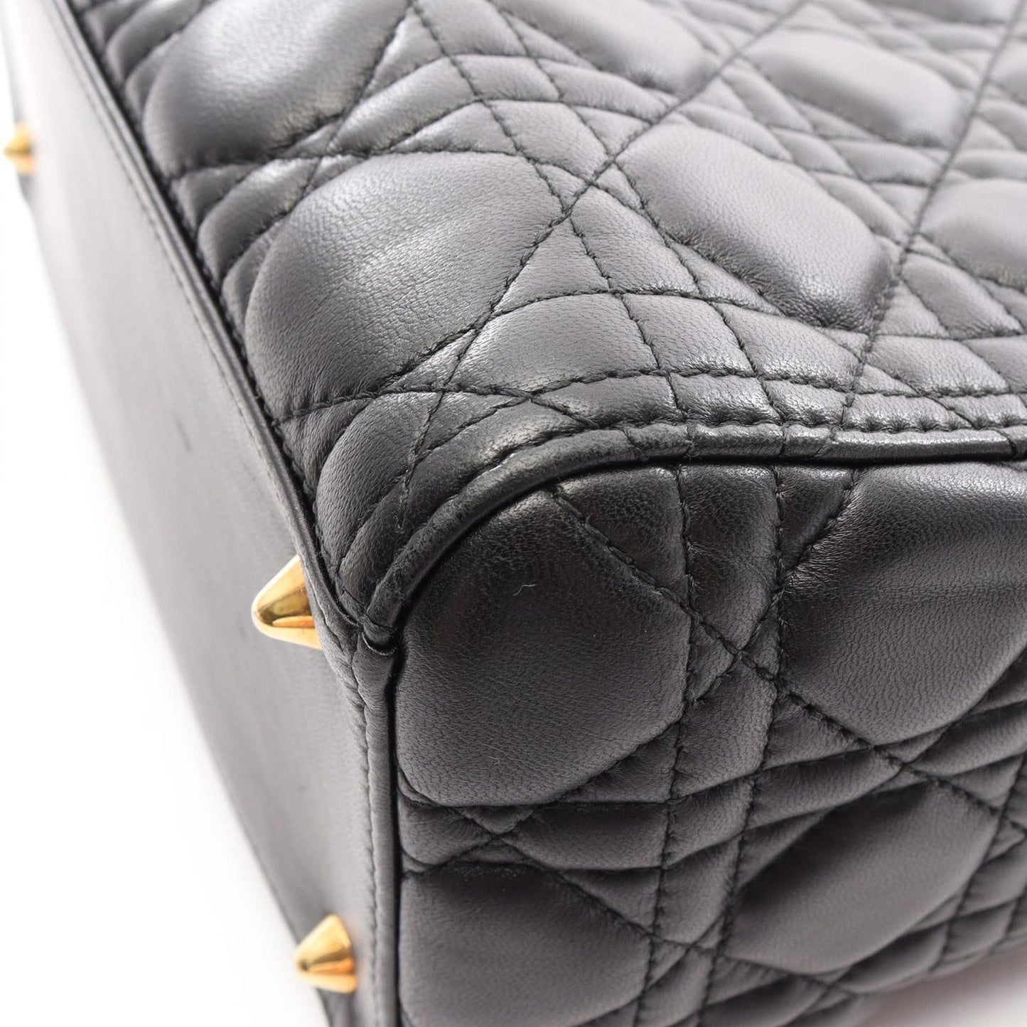 Dior Handbag Lady Dior Cannage 2-Way Black Leather Lady Dior Tote — view 7