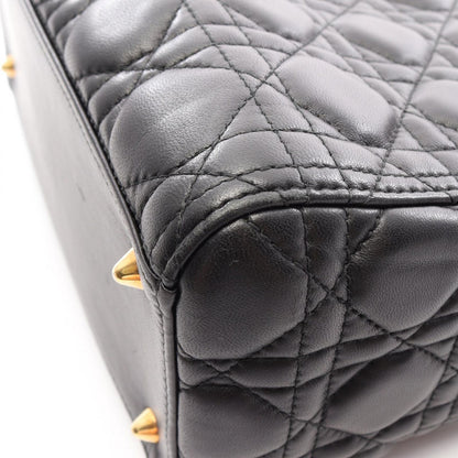 Dior Handbag Lady Dior Cannage 2-Way Black Leather Lady Dior Tote — view 7