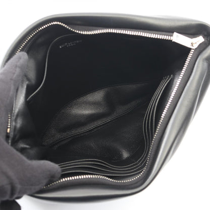 Saint Laurent Paris Clutch Puffy Pouch Black Leather Large — view 3