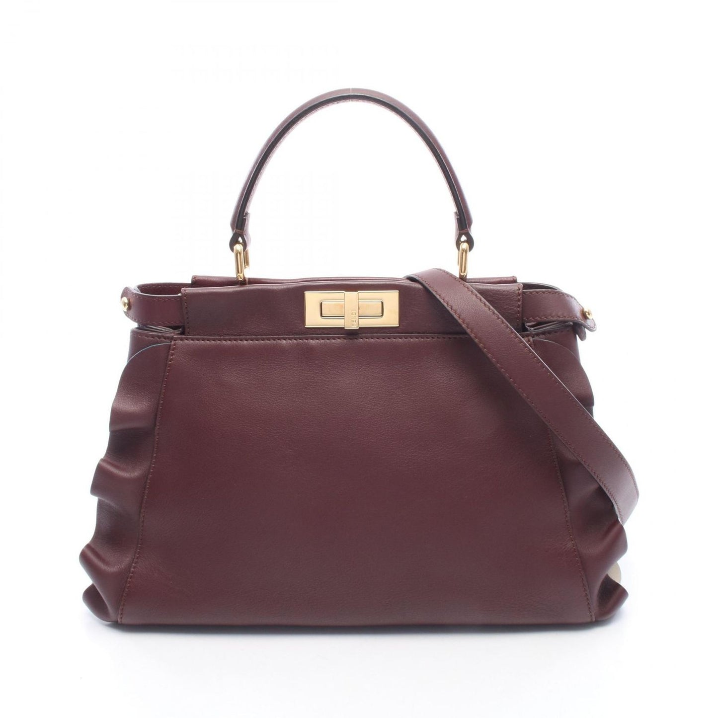 Fendi Handbag Peekaboo Regular Wave Frill 2-Way Leather