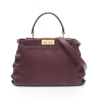 Fendi Handbag Peekaboo Regular Wave Frill 2-Way Leather