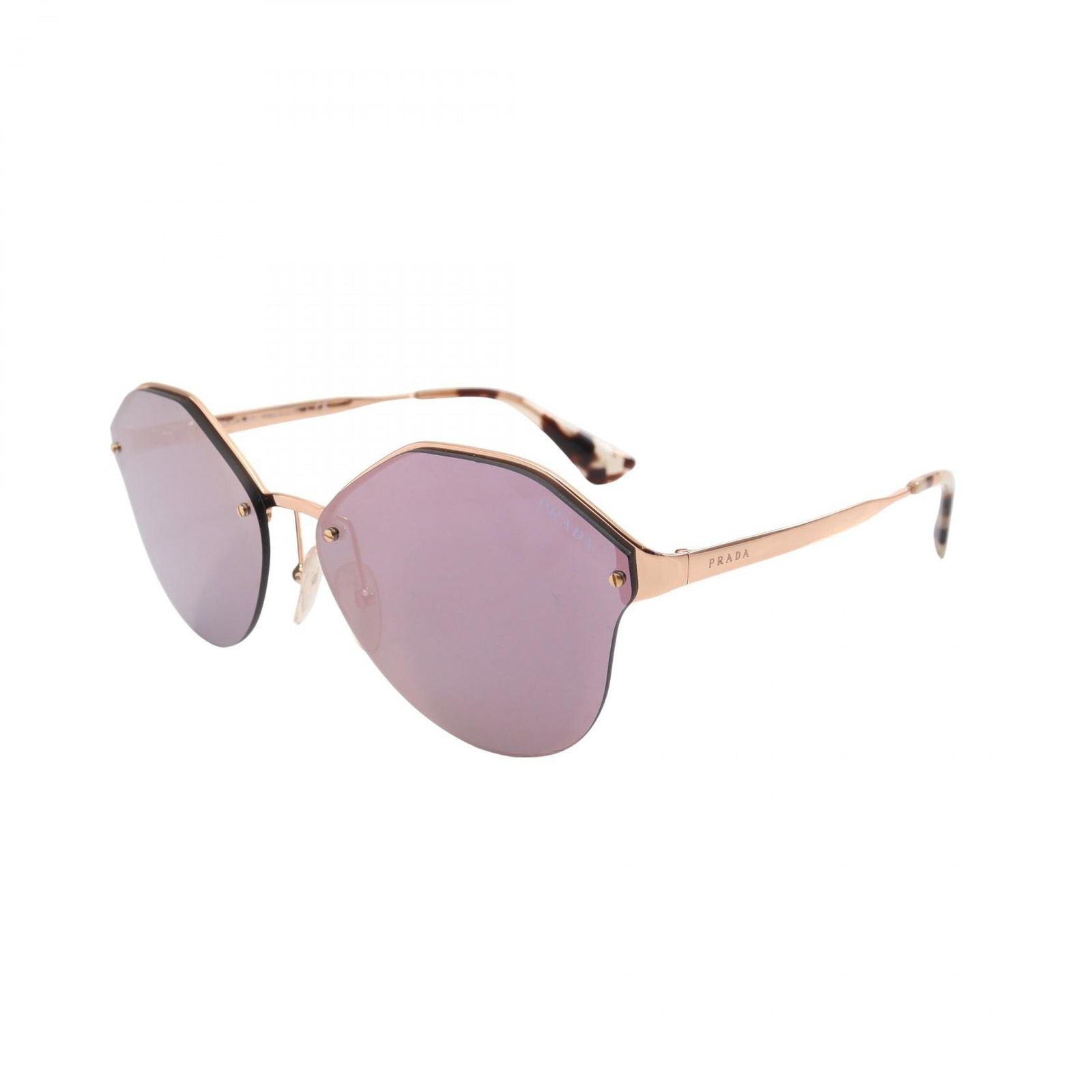 Prada Sunglasses Tortoiseshell Pattern Mirror Lens Half Rim Eyewear — view 2