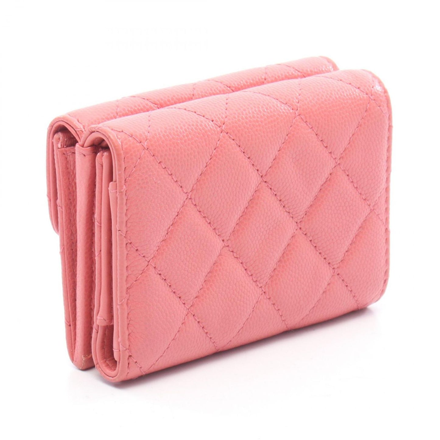 Chanel Trifold Wallet Classic Small Flap Quilted Pink Caviar Leather — view 2