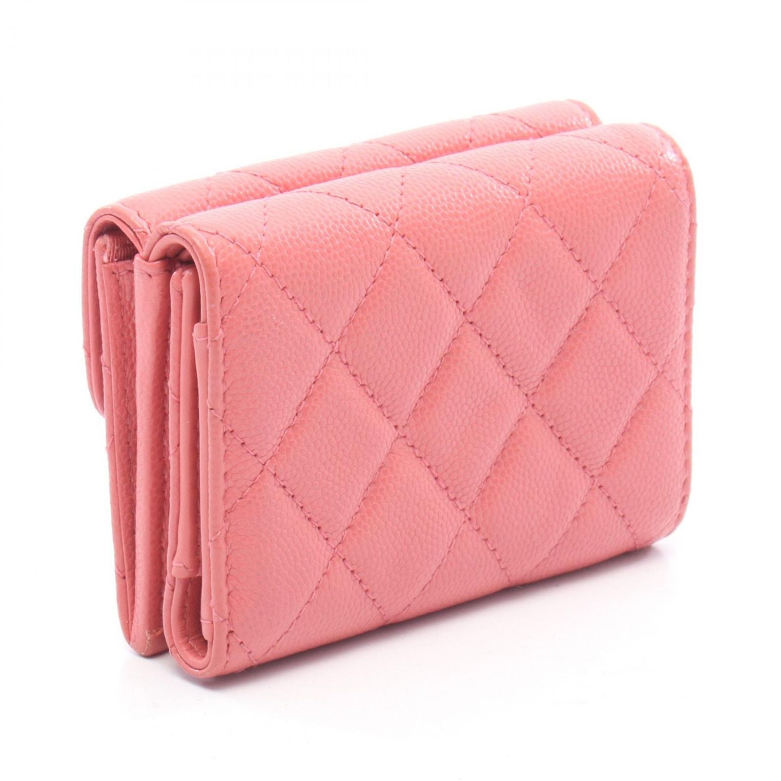 Chanel Trifold Wallet Classic Small Flap Quilted Pink Caviar Leather — view 2