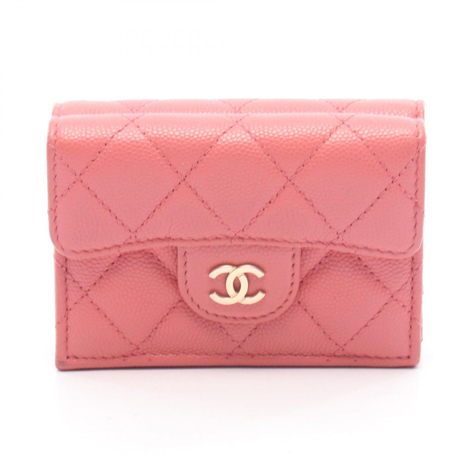 Chanel Trifold Wallet Classic Small Flap Quilted Pink Caviar Leather