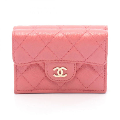 Chanel Trifold Wallet Classic Small Flap Quilted Pink Caviar Leather